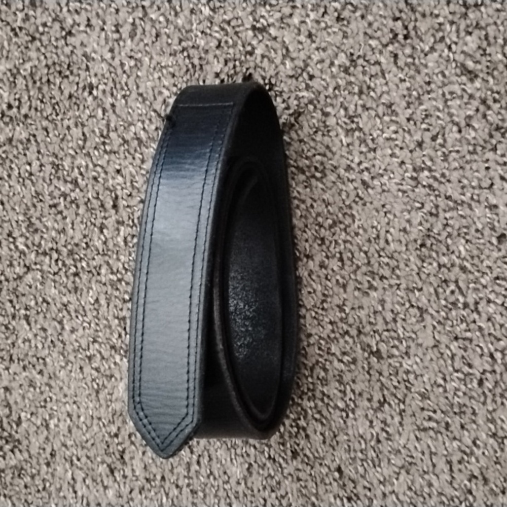 Boston Leather Belt Unisex Velcro Closure Black Size 46